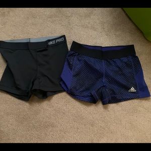 Nike Pro and Adidas Shorts